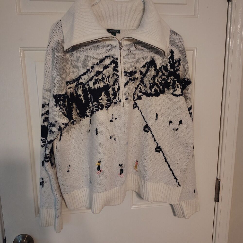 Women's Polo Collar Quarter Zip Novelty Pullover Sweater - Wild Fable Off-White - Picture 4 of 7